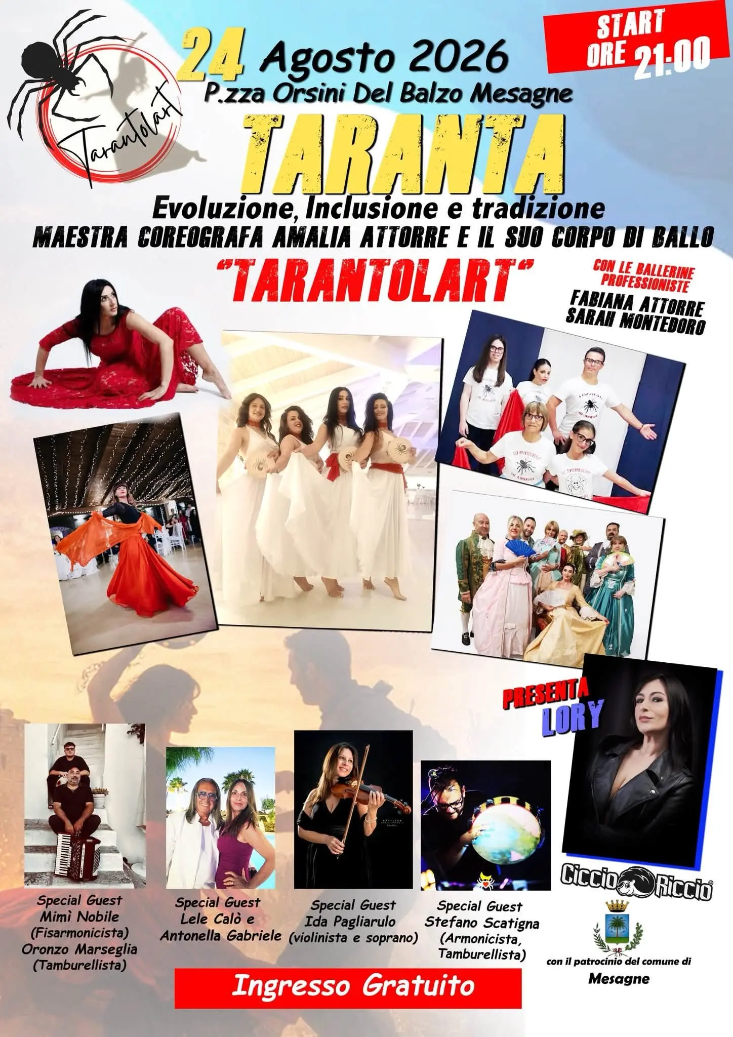 Taranta Tarantolart spettacolo Piazza Orsini Mesagne 2026