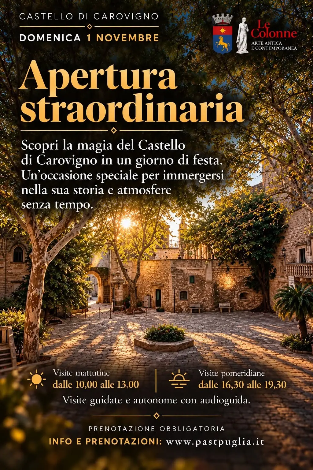 Locandina apertura straordinaria Castello di Carovigno 1 novembre 2026