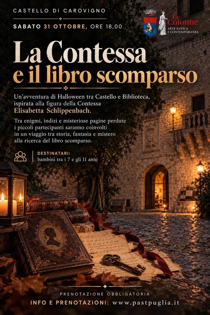 Locandina La Contessa e il libro scomparso Castello di Carovigno 31 ottobre 2026