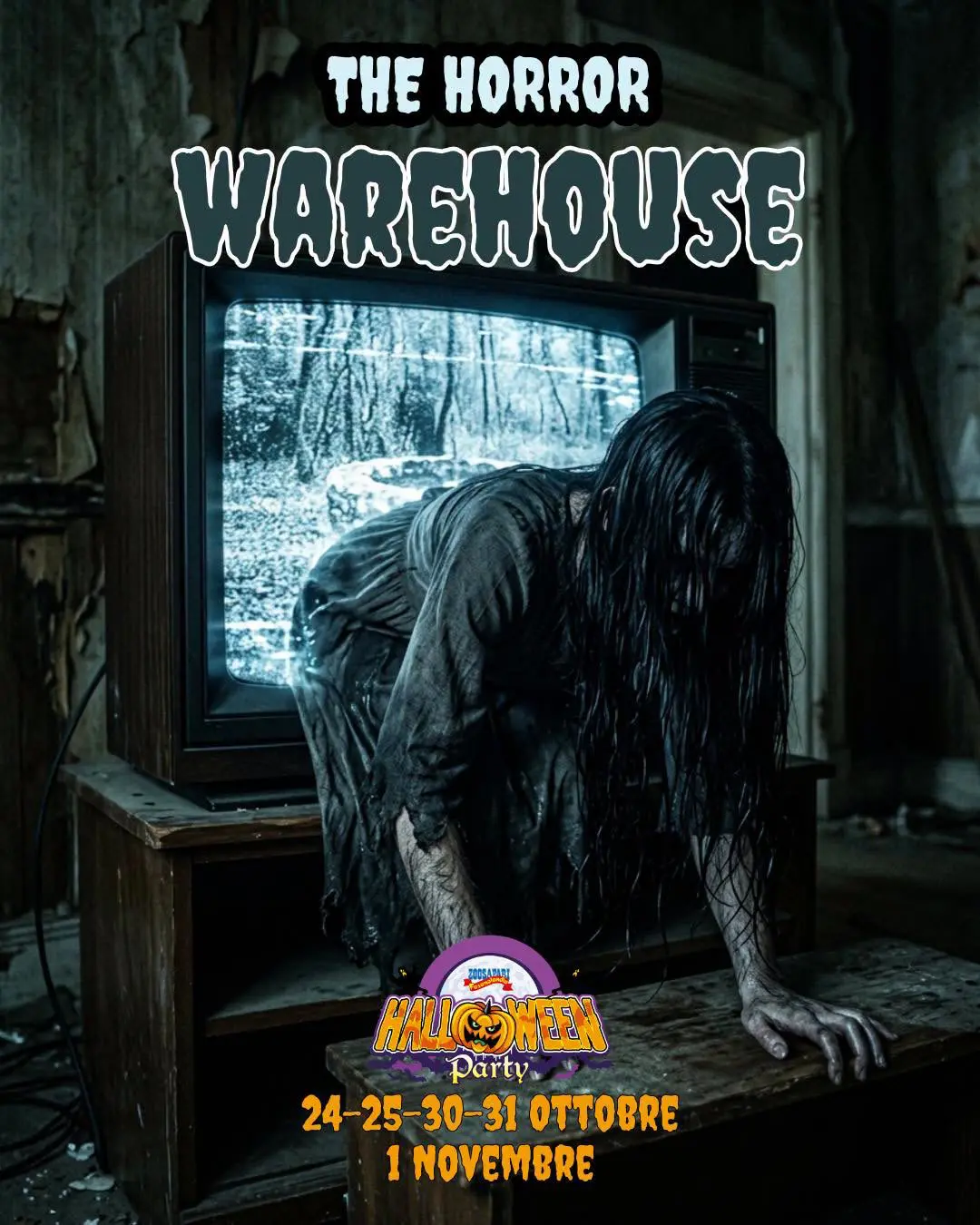 Locandina The Horror Warehouse Halloween Party ZooSafari Fasano 2026