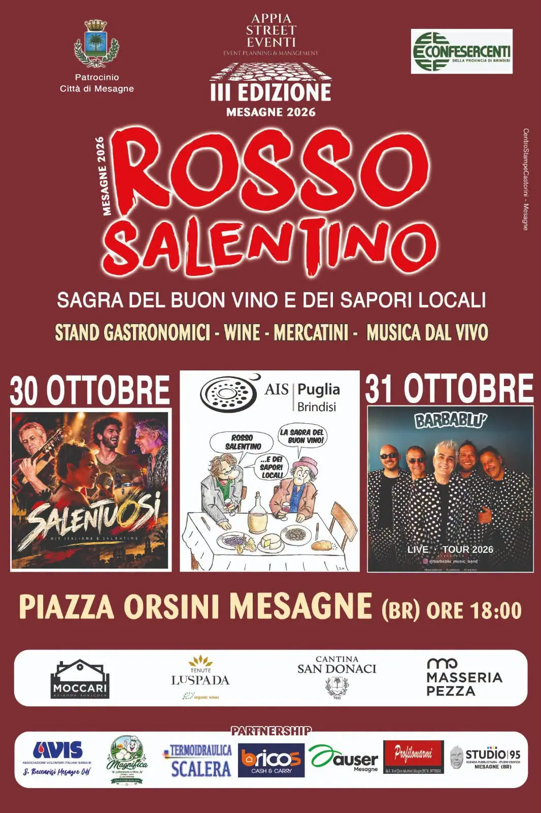 Locandina Rosso Salentino 2026 Mesagne III edizione 30 e 31 ottobre